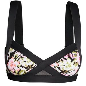 Black Floral Bandage Bikini Top