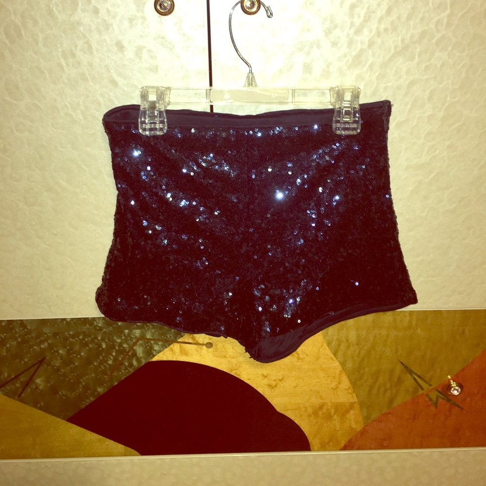 Navy sequin shorts