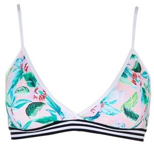 Topshop Palm Print Sporty Bikini Top
