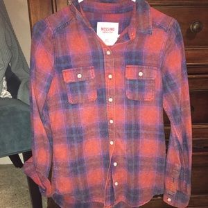 Orange and blue plaid long sleeve.