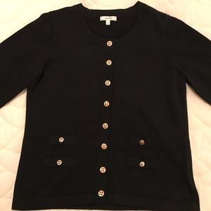 Preppy black cardigan with gold buttons