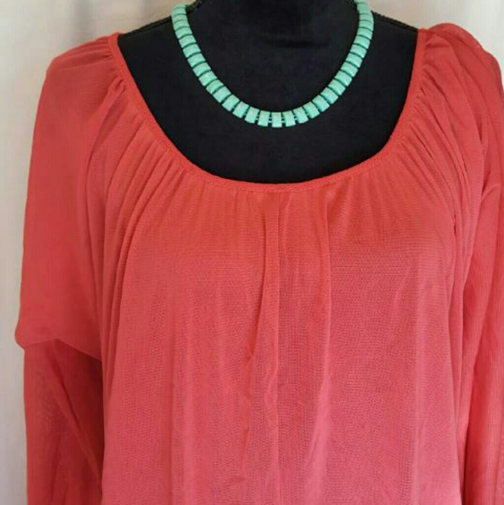Self Esteem coral medium blouse w/ open back