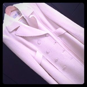 Stunning! Full length DKNY tweed coat off white