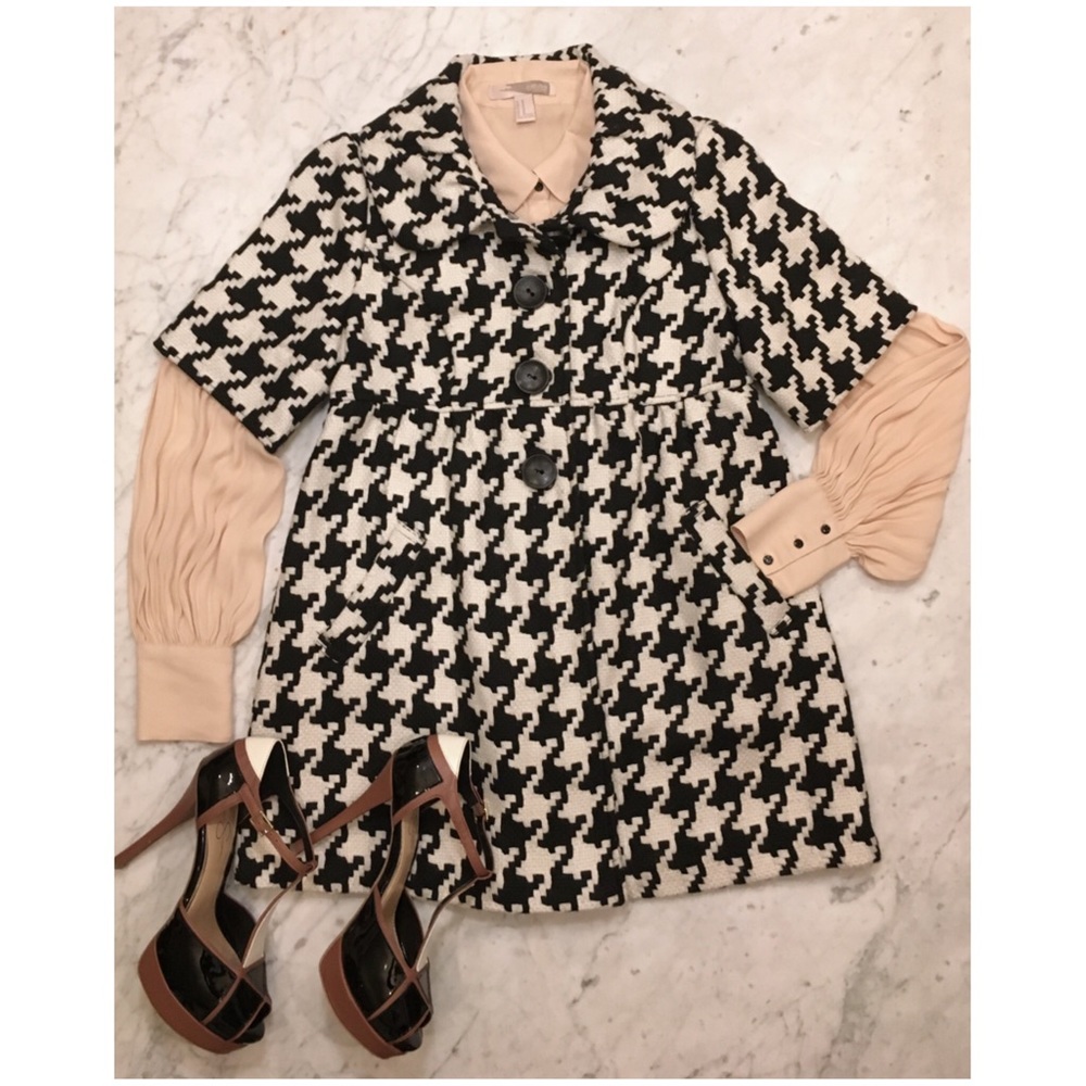 Houndstooth 3/4 sleeve swinging 60's mod jacket