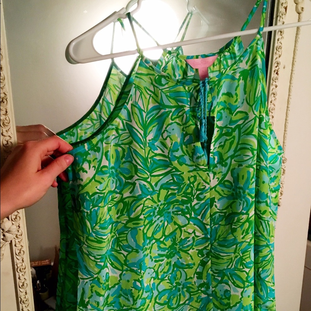 Lilly Pulitzer Silk Finn Green top, Large