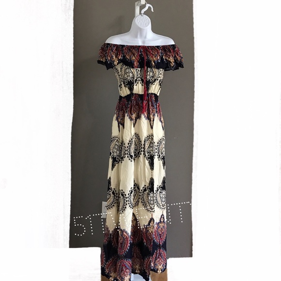 New| OFF SHOULDER MULTI RUFFLE MAXI DRESS - Picture 5 of 5