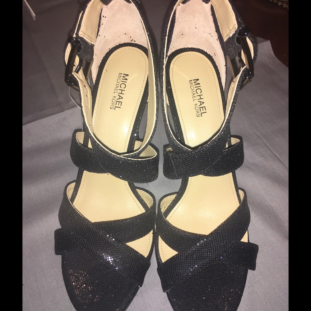 Michael kors black glitter sandals NWOT