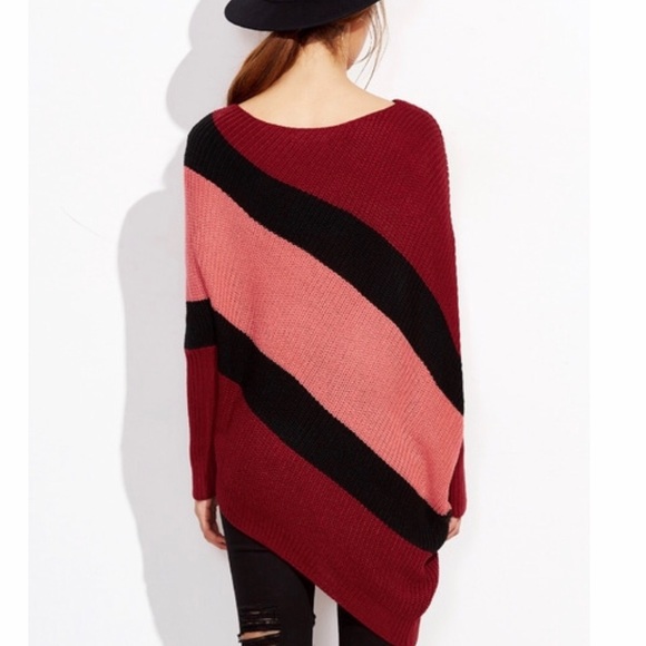 •new• COLOR BLOCK ASYMMETRIC DOLMAN SLV SWEA - Picture 5 of 5