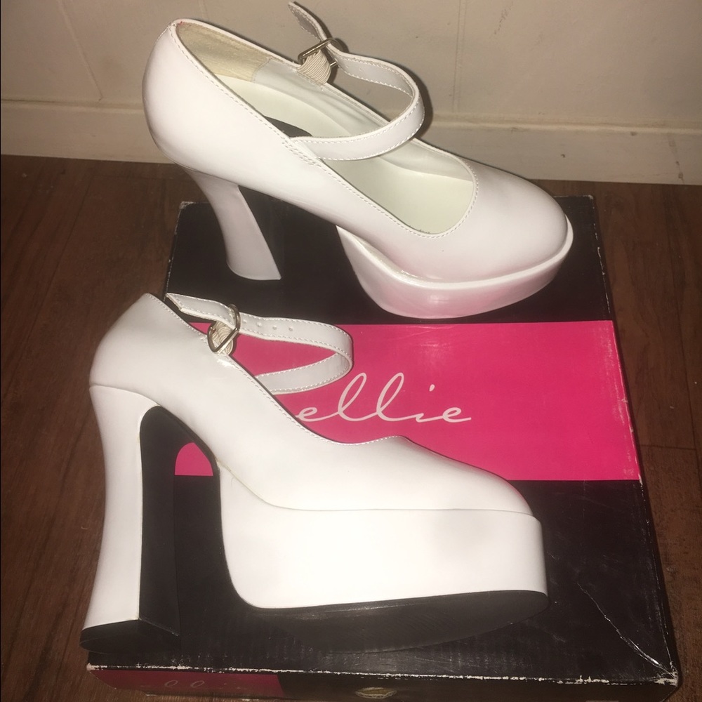 White Platform heels