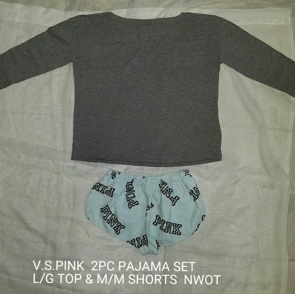 V.S. PINK 2pc Pajama Set L-TOP M-Shorts - Picture 2 of 7