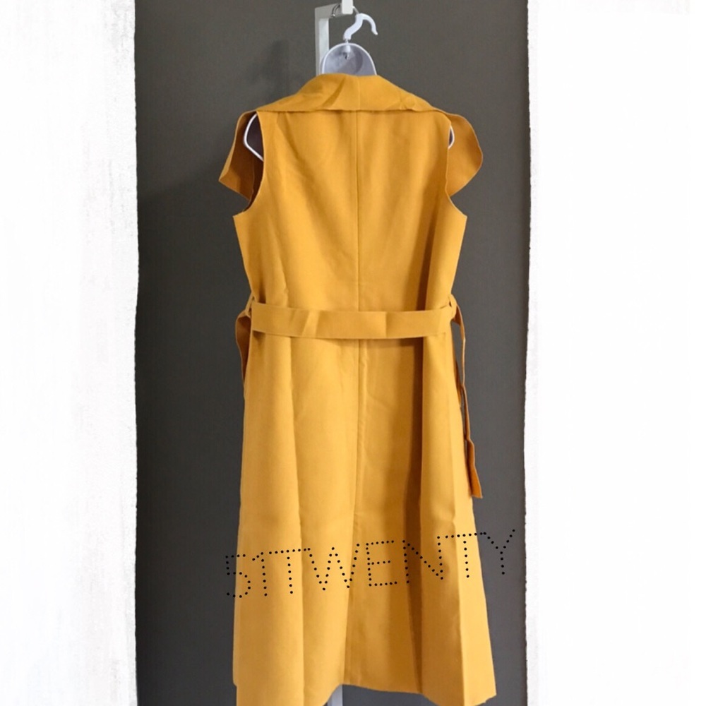 New| YELLOW DRAPE WATERFALL COLLAR COAT - Picture 7 of 7