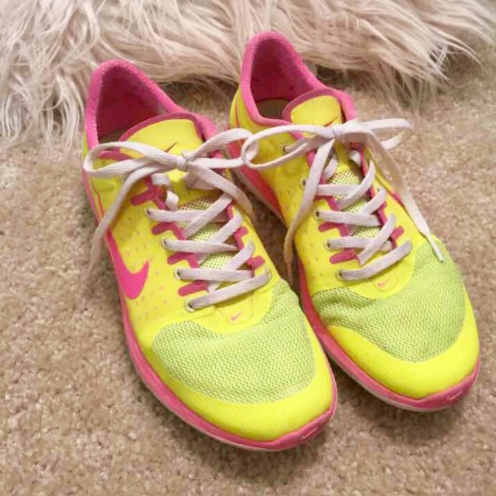 Neon Yellow and Pink Nike Shoes