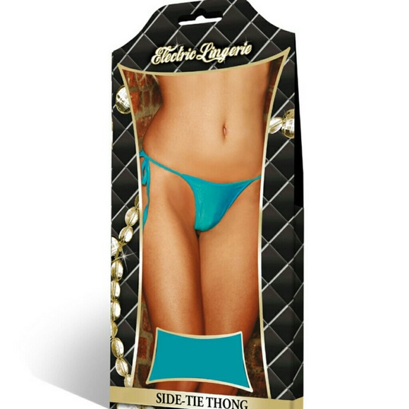 Electric Lingerie Blue Side Tie Thong - Picture 3 of 3