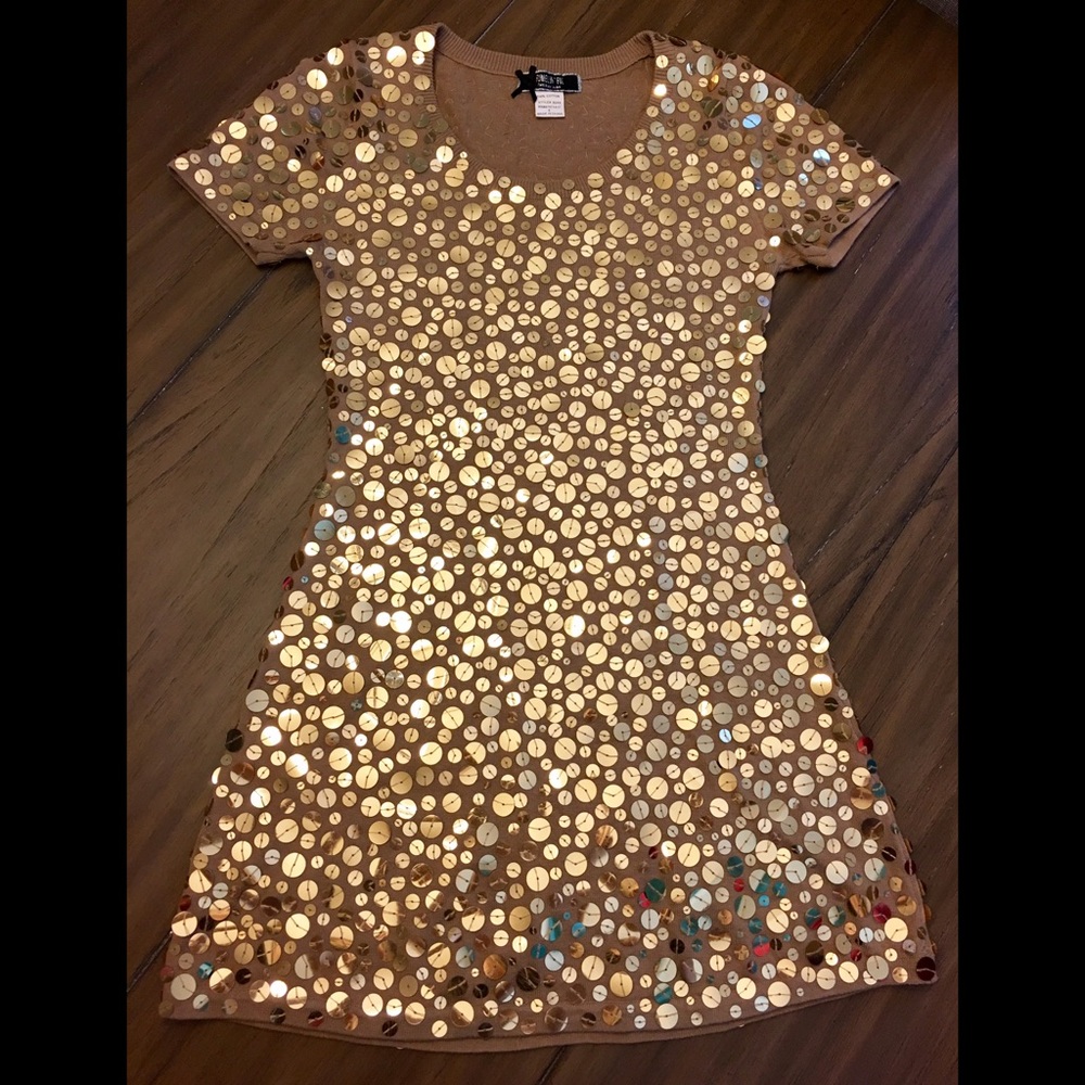 Fumblin' Foe Gold Sequin Sweaterdress
