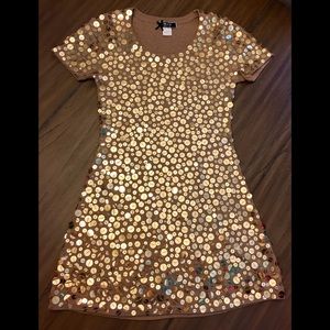 Fumblin' Foe Gold Sequin Sweaterdress
