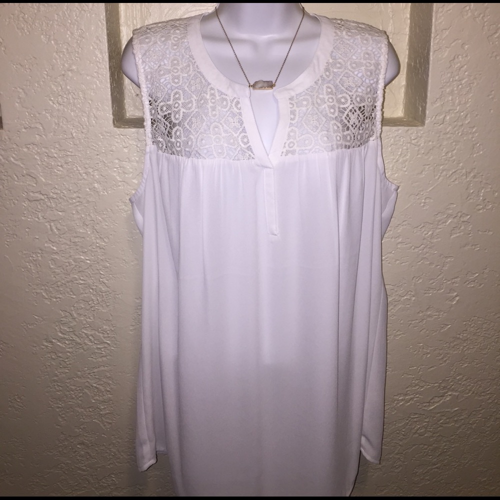 White tank with cut out detail