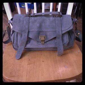 Light Powder blue suede bag purse PS1