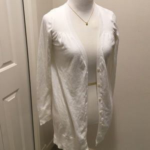 Old Navy White cotton long cardigan, size S
