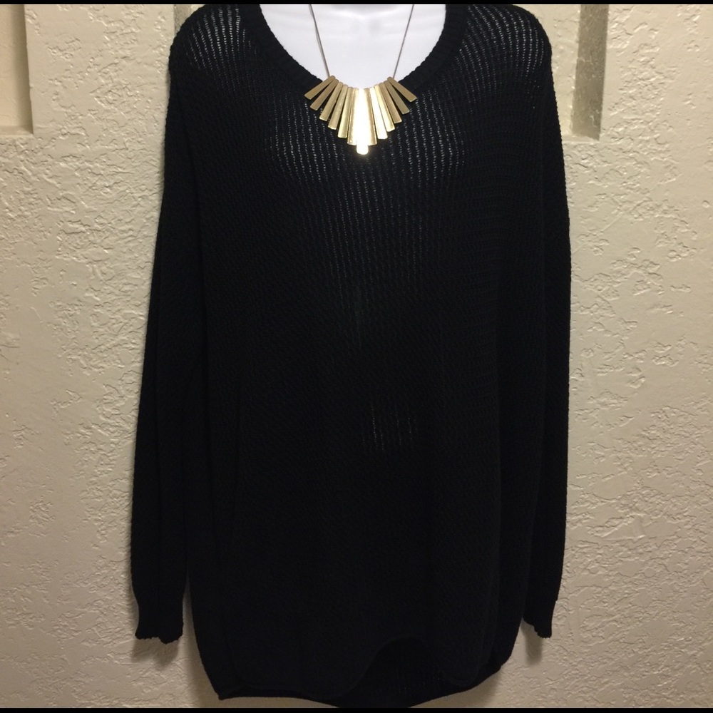 Black open back sweater