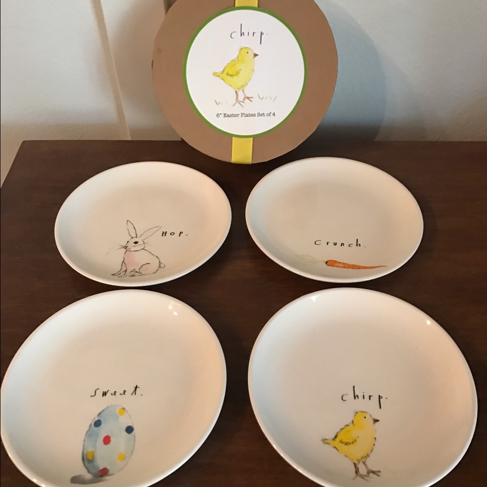 Rae Dunn "chirp" Easter Plate set