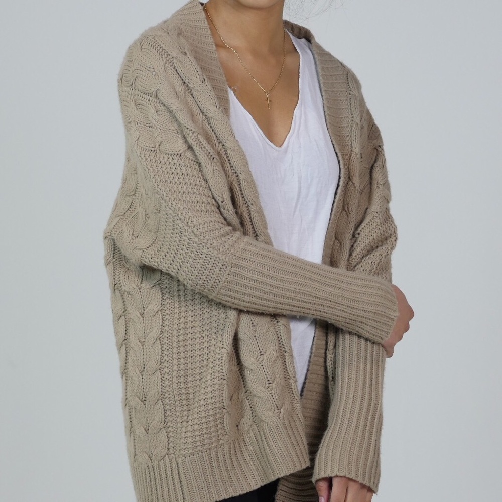 Tan/nude/beige cable knit cardigan from forever 21