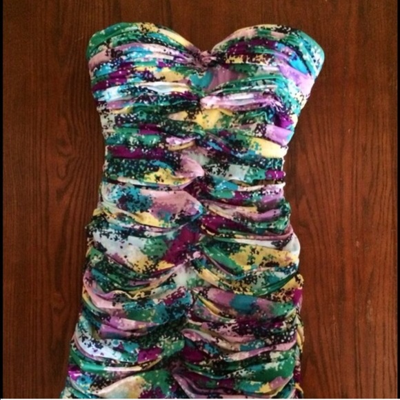 BCBG Multi-Colored Strapless Dress - Picture 1 of 1