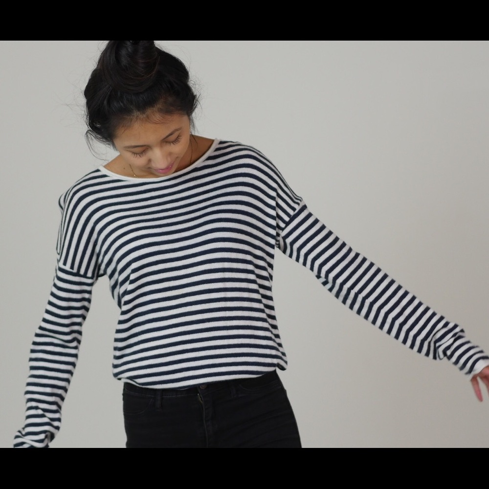 Navy and white striped sweater from h&m