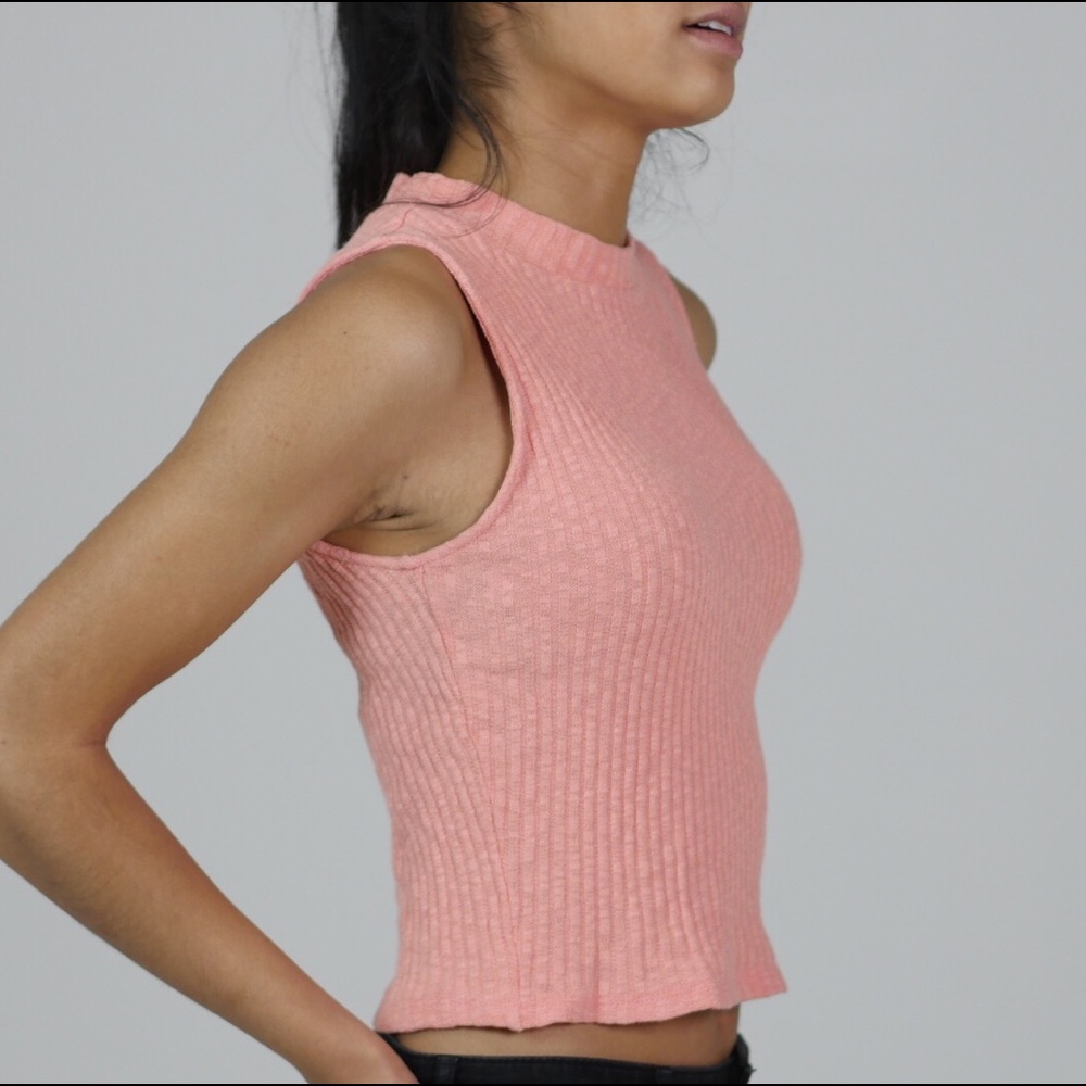 Bright pink salmon high neck top from forever 21