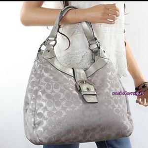 NEW Silver Coach Soho Signature Hobo Shoulder Bag!