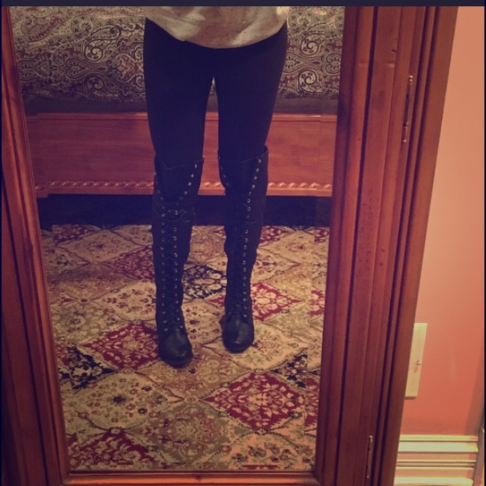 Over the knee lace up boots