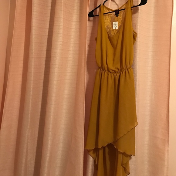 High Low/Lace Back Mustard Colored Dress - Picture 1 of 3