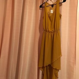 High Low/Lace Back Mustard Colored Dress