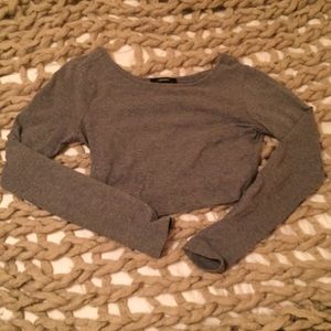 Grey Long Sleeve Crop Top