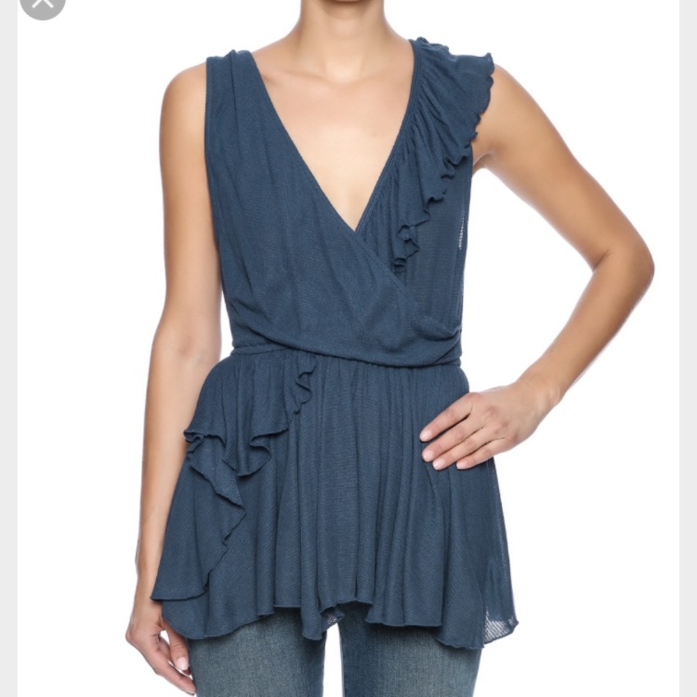 NWT Free People Asymmetrical Ruffle Trim tank top