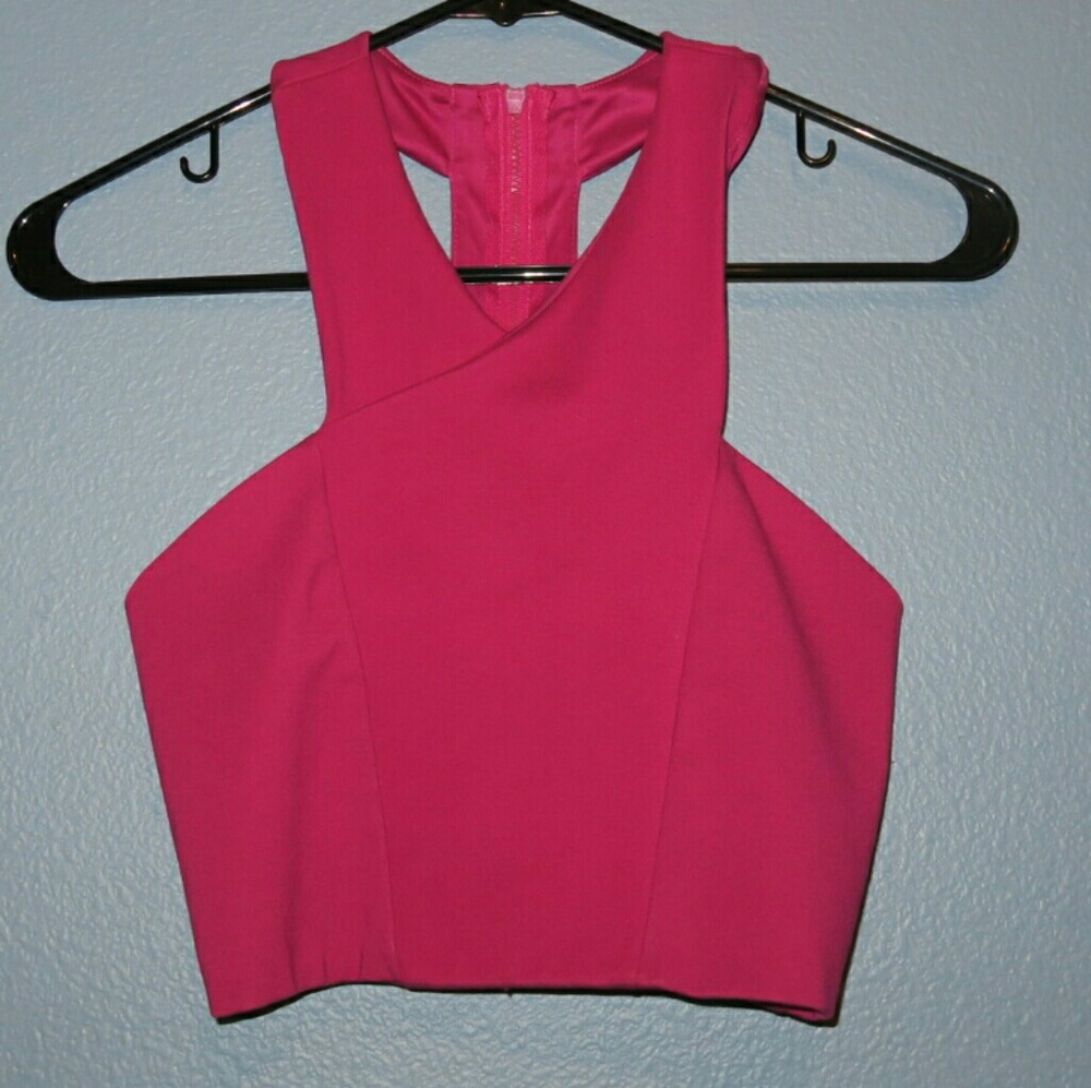 Zipper magenta crop top