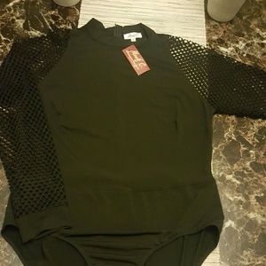 Mesh sleeve bodysuit