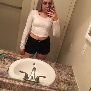 White lace crop top