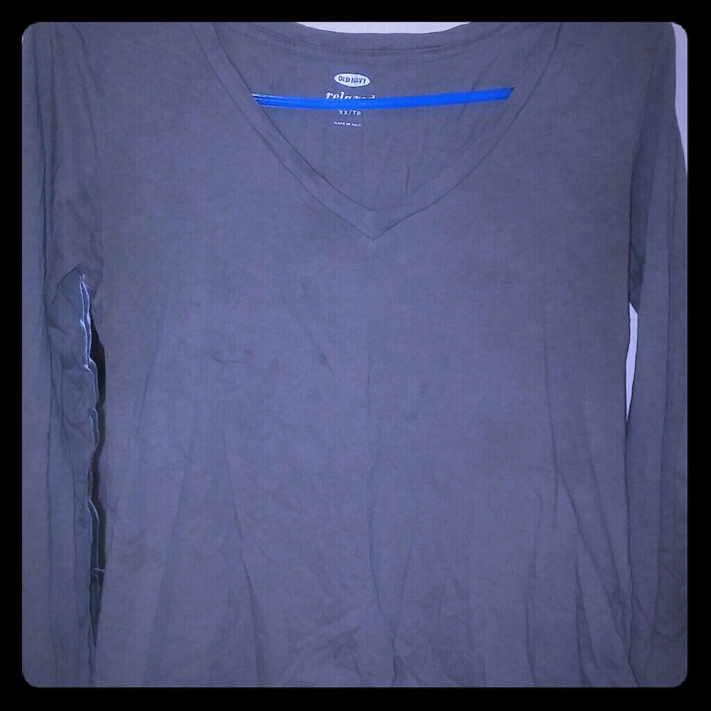 Grey V-Neck Long Sleeve top