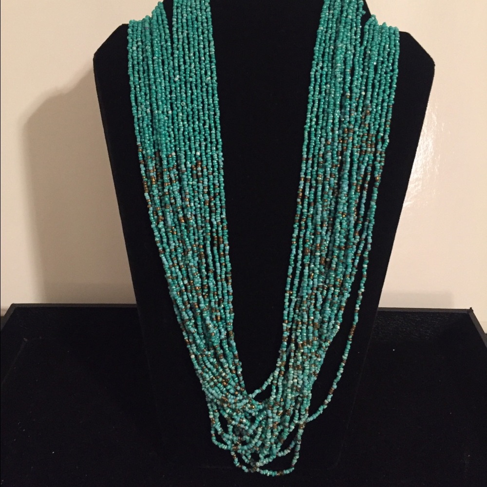 SOLD Long Turquoise Multi-strand Necklace