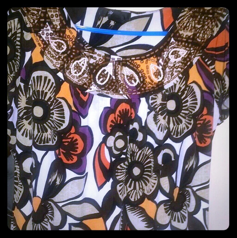 Flower print short sleeve blouse
