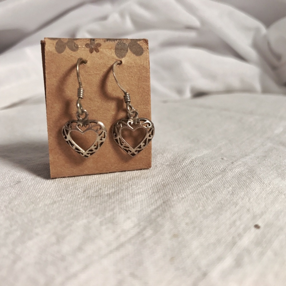 Sterling Silver Heart Earrings - Picture 1 of 3