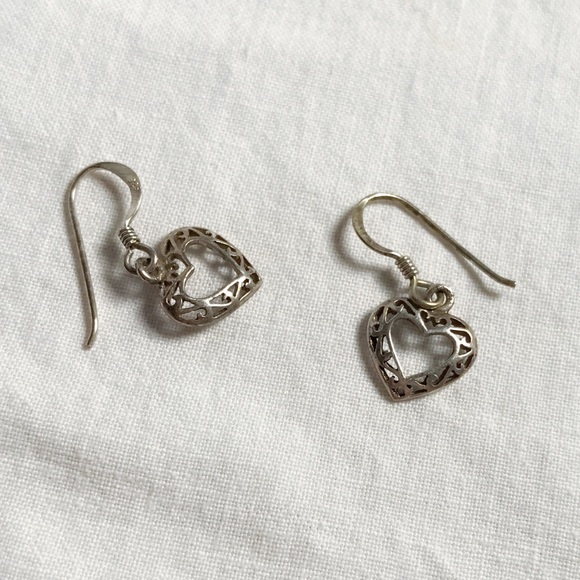 Sterling Silver Heart Earrings - Picture 2 of 3