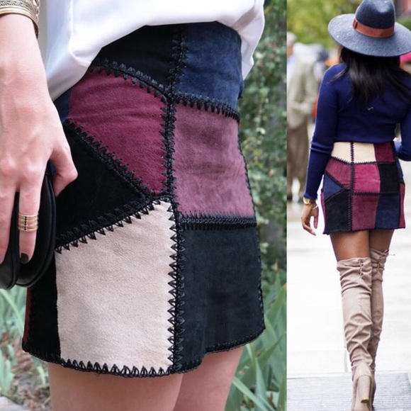 Zara Dresses & Skirts - Zara suede patchwork mini skirt NEW Large