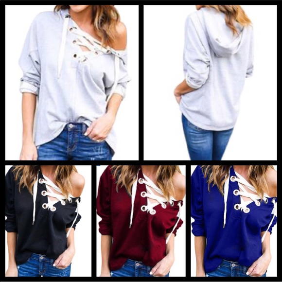 💙sale was 36$💙Lace it up t shirt top - Picture 4 of 4