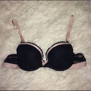 34a black pink lace bra