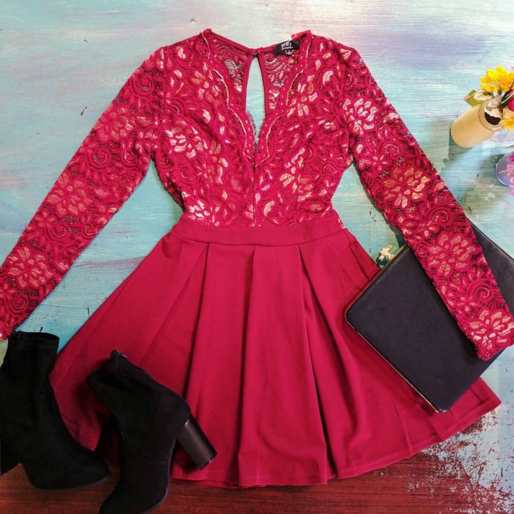 Black lace and shimmer A line dress