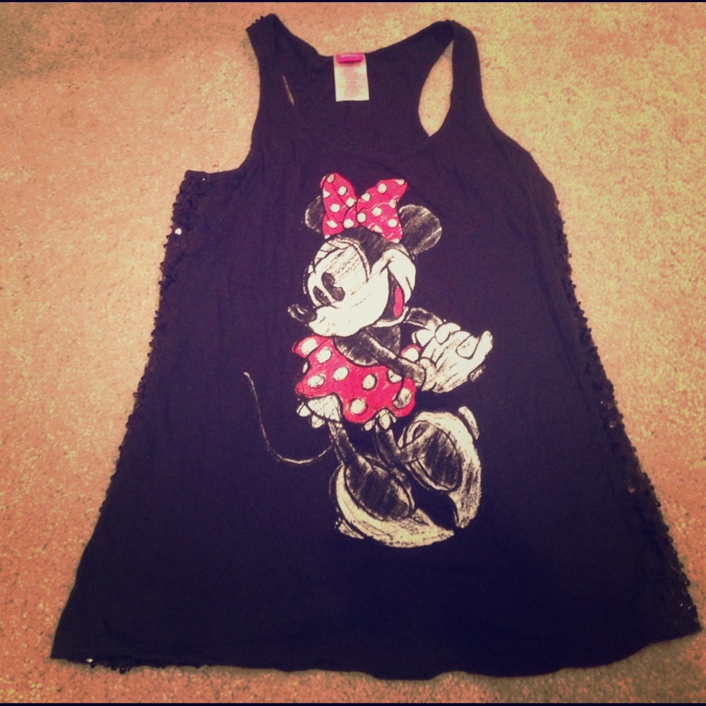 Disney's Minnie Mouse black tank top w/ sequence