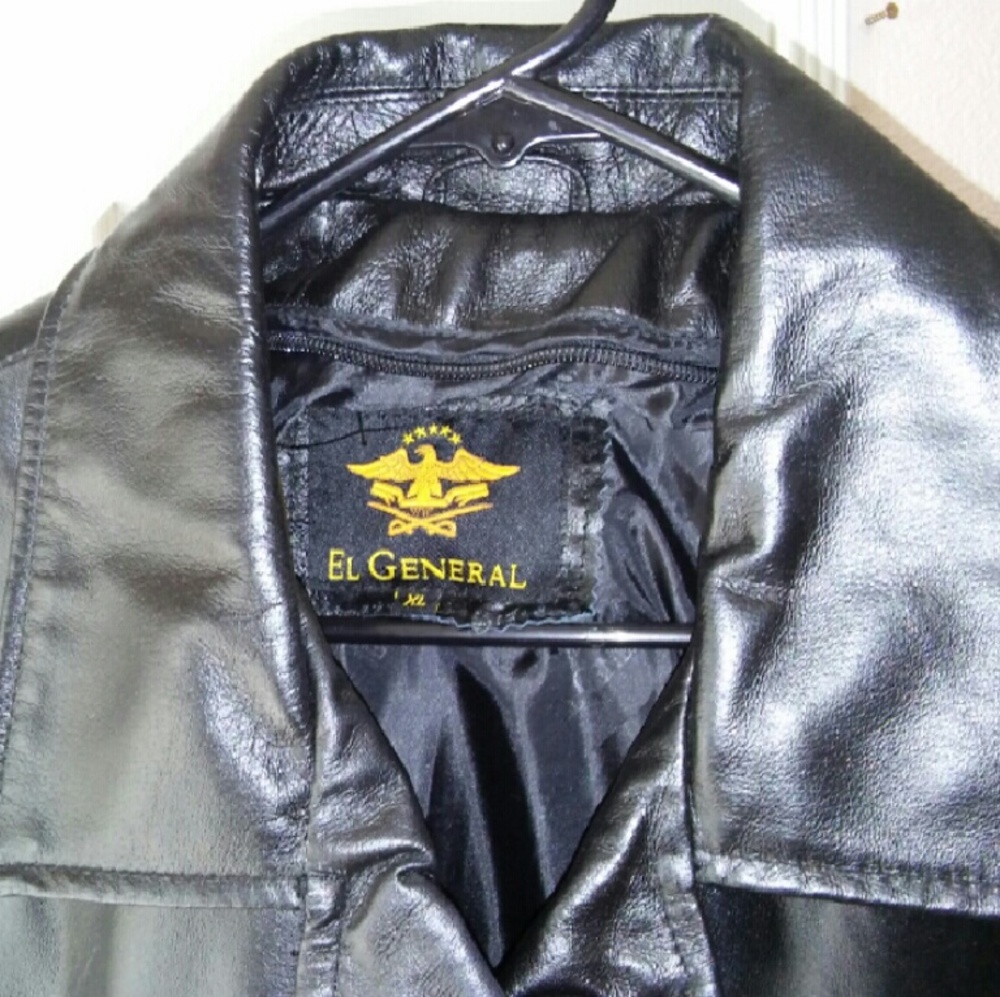 Button Down Black Leather Jacket Xl - image 3