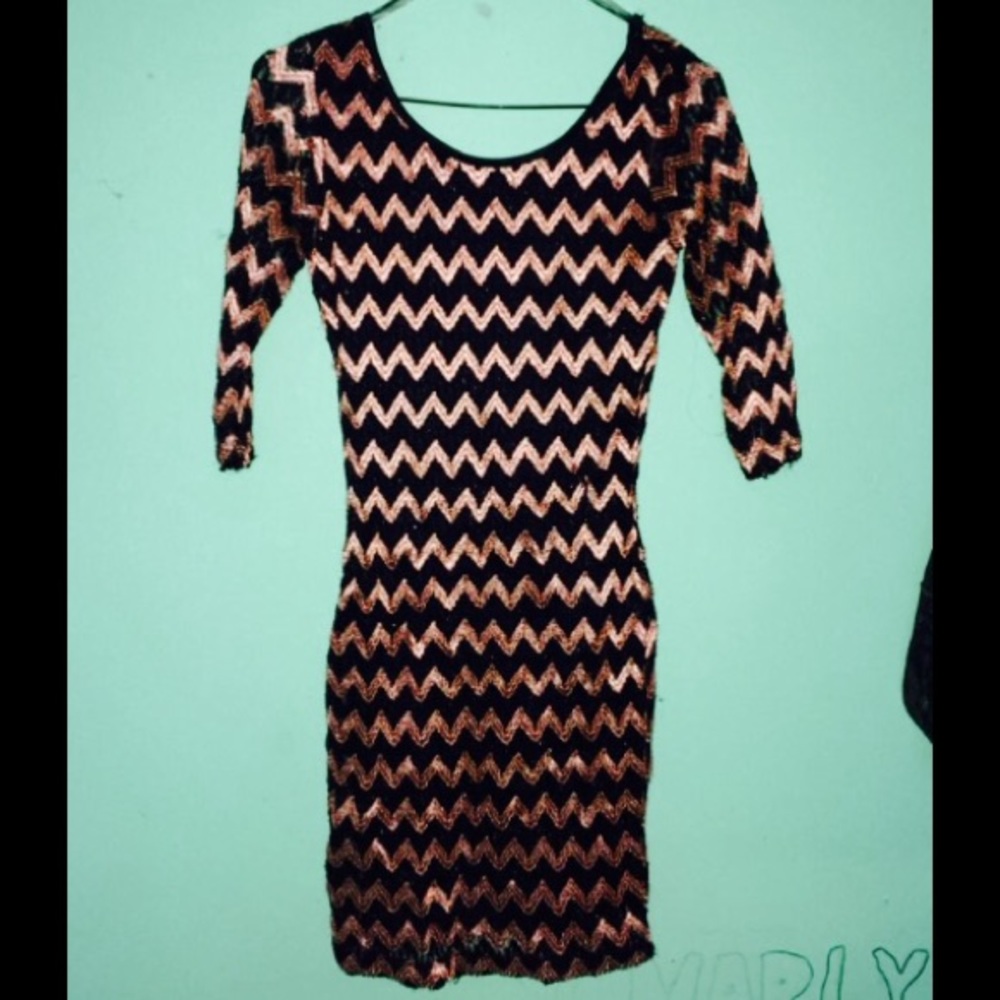 SOLD striped Pink & Black L/S Dress