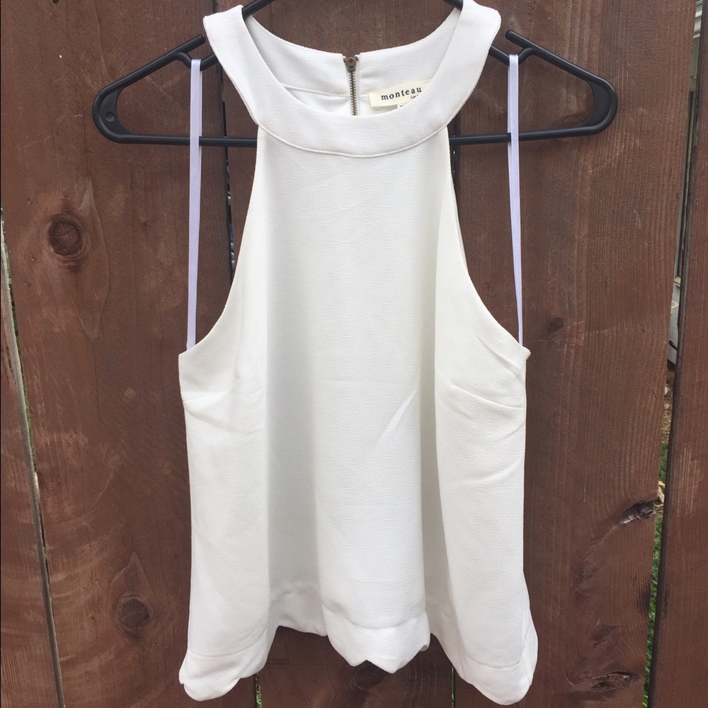 High neck white tank